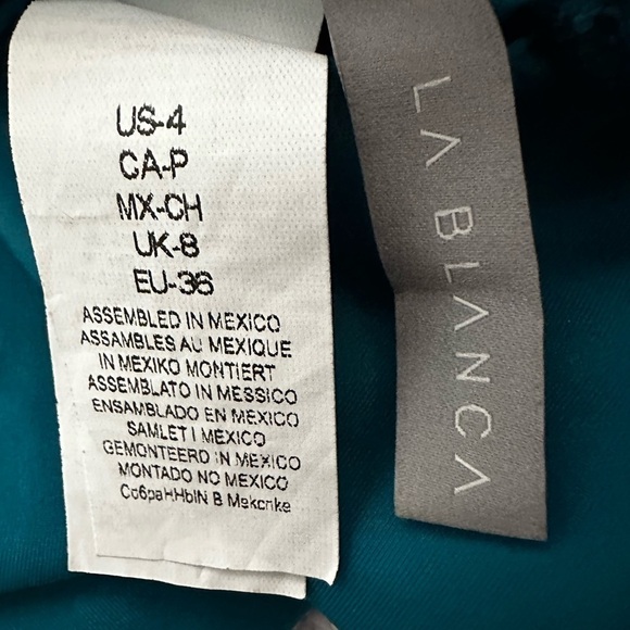 La Blanca One Piece Swimsuit Halter Twist Knot Front Mesh Inserts 4 Peacock 5025 - Picture 9 of 14